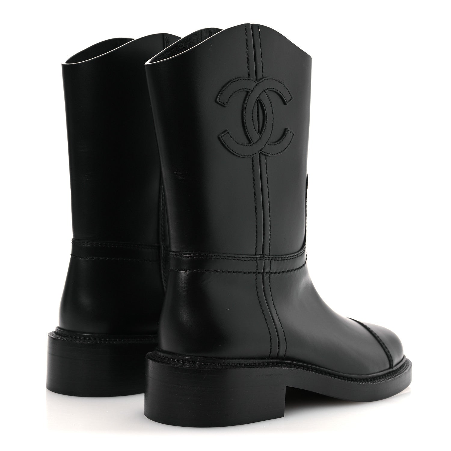 Chanel Calfskin Cap Toe Boots 37 Black 6 of 12