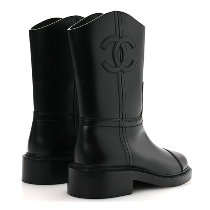 Chanel Calfskin Cap Toe Boots 37 Black 6 of 12