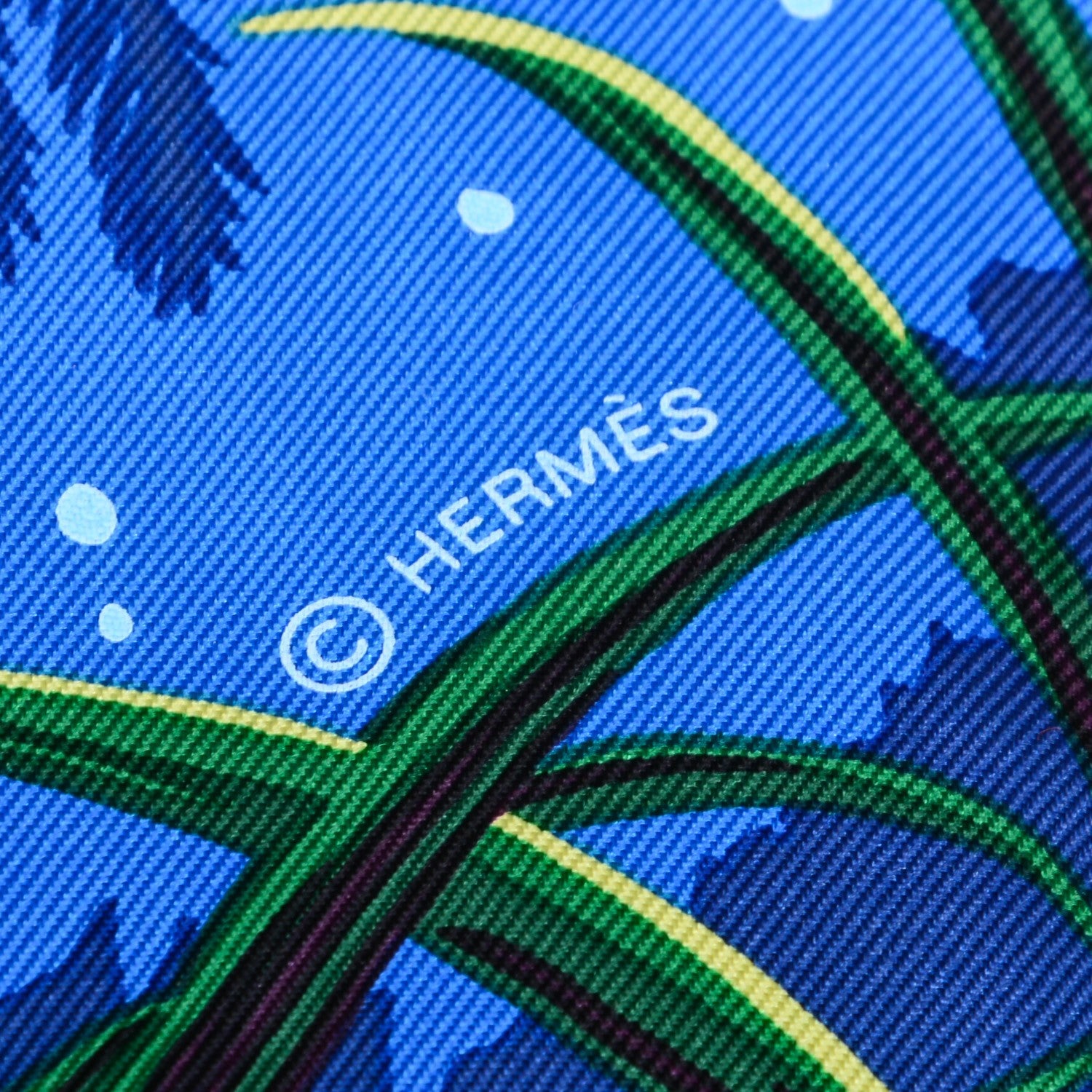 Hermes Silk Tyger Tyger Scarf 90 Bleu Vert Gris 6 of 7