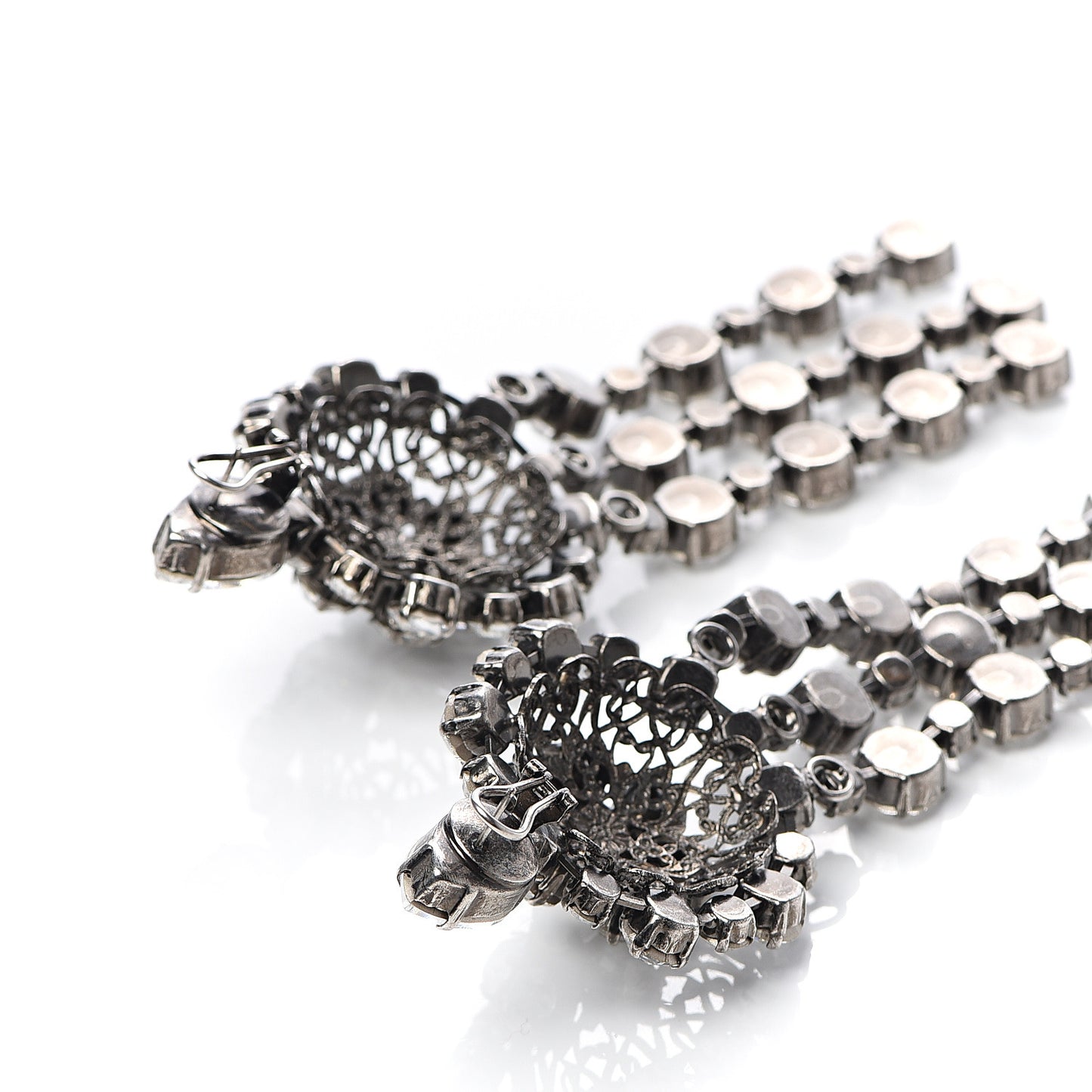 Metal Crystal Drop Earrings
