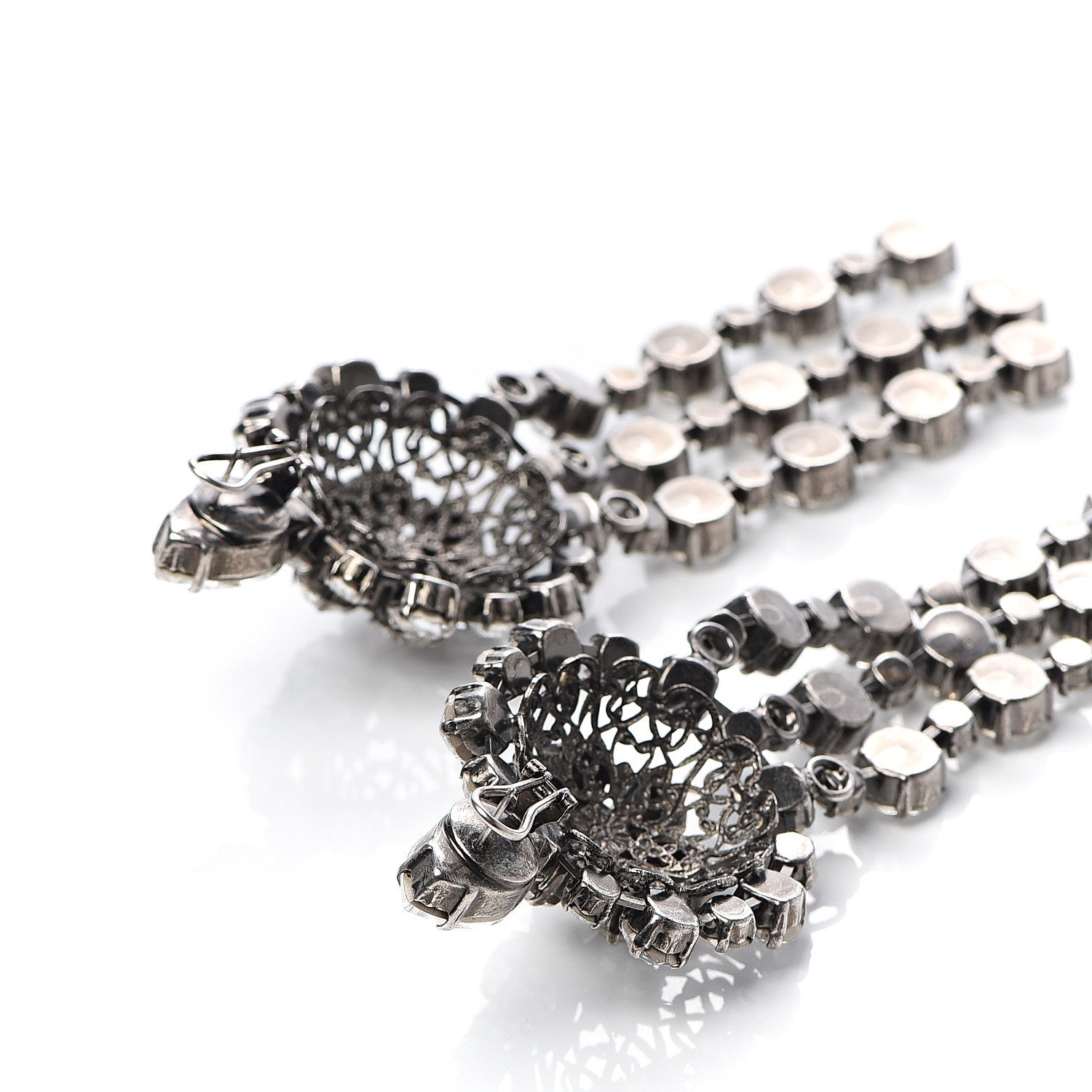 Gucci Metal Crystal Drop Earrings 3 of 4