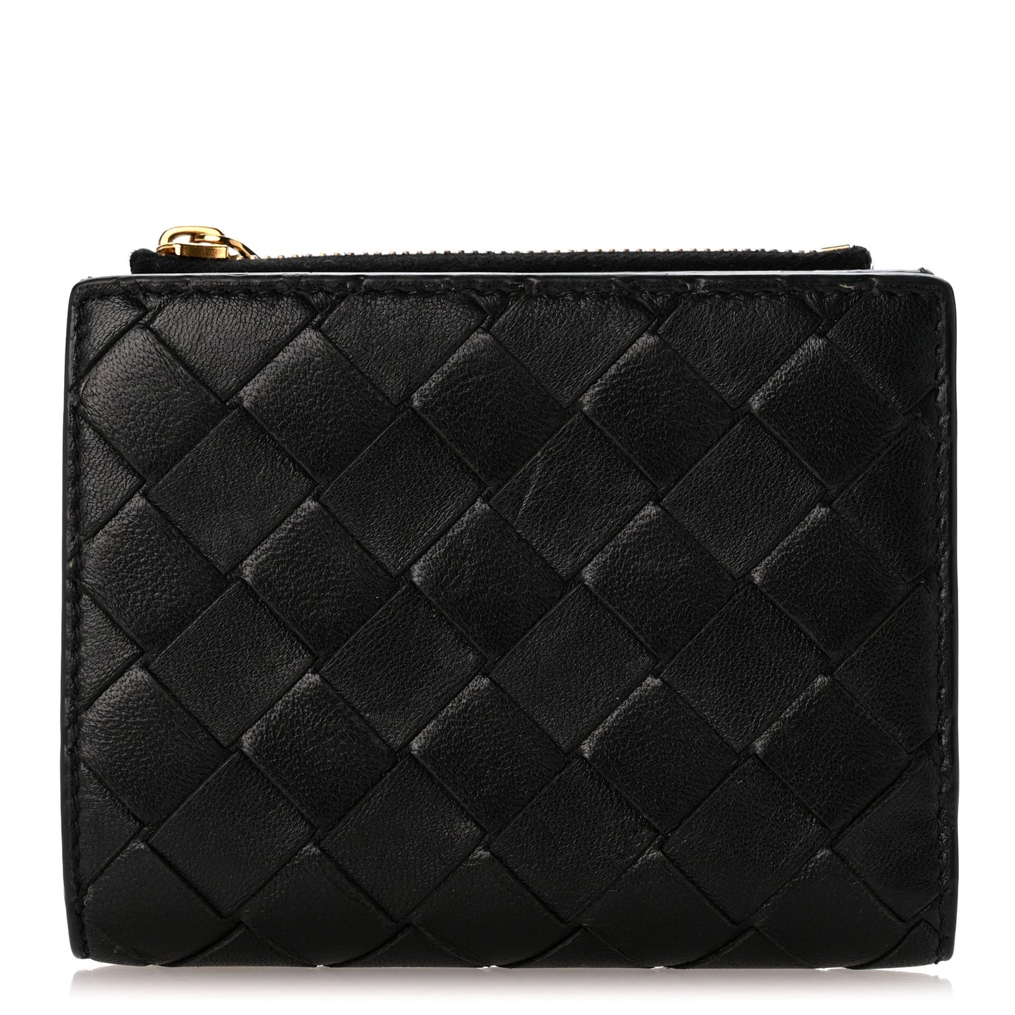 Nappa Intrecciato Medium Bi-Fold Zip Wallet Black
