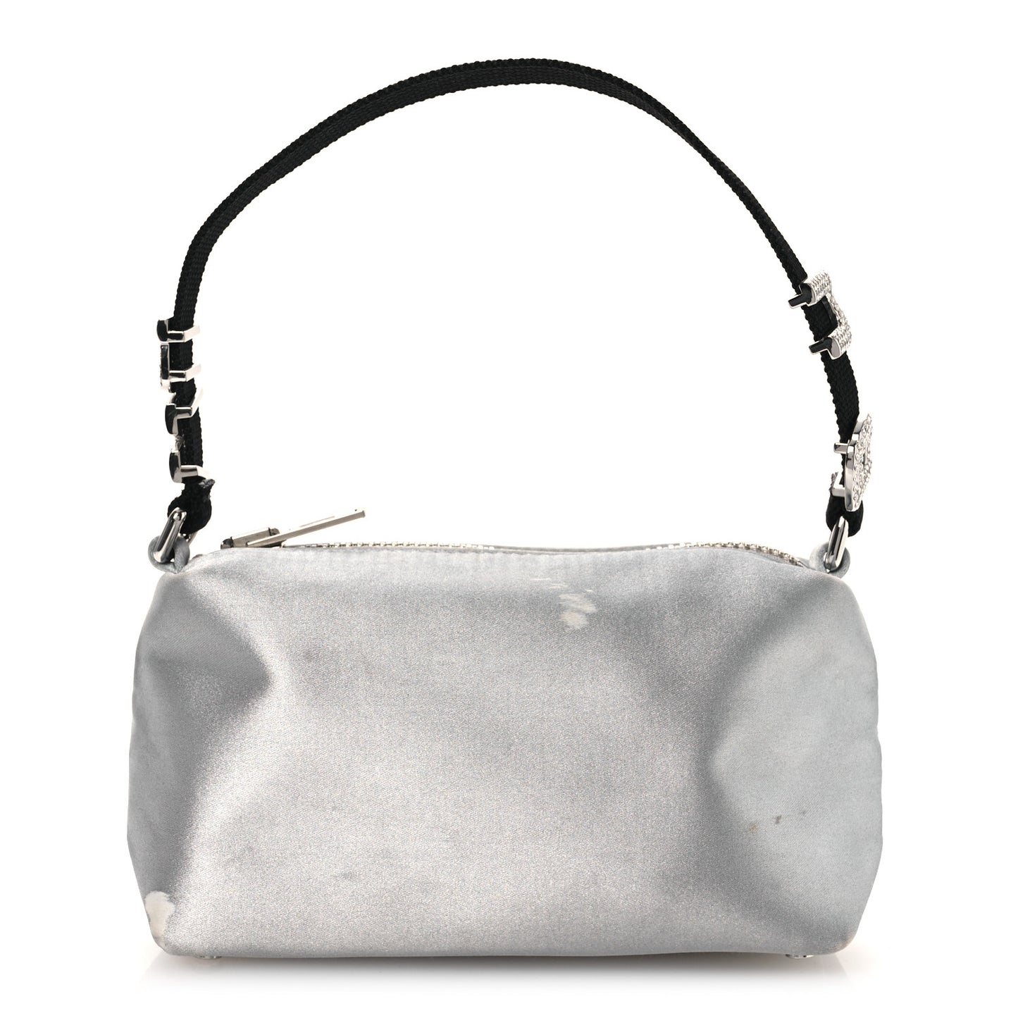 Satin Crystal Heiress Pouch Silver
