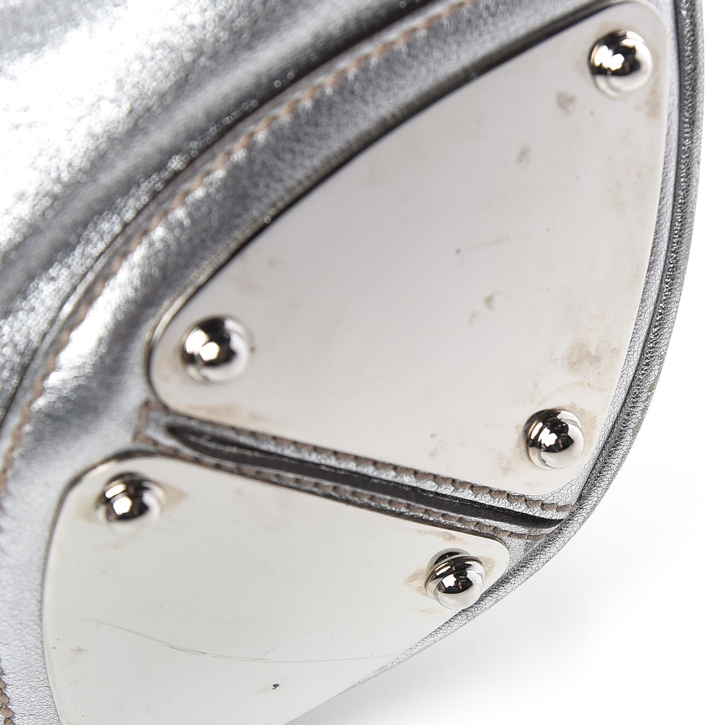 Metallic Calfskin Large Indy Top Handle Hobo Silver