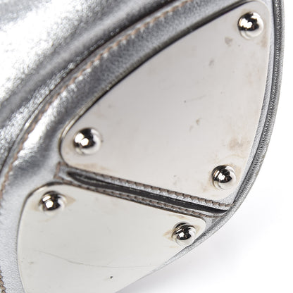 Gucci Metallic Calfskin Large Indy Top Handle Hobo Silver 12 of 14
