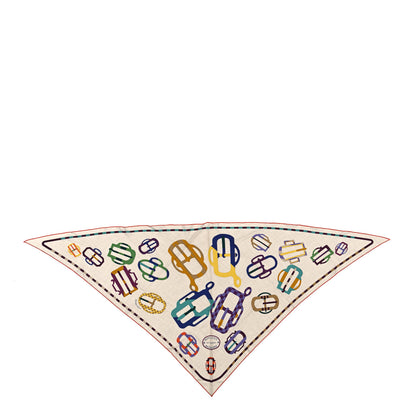 Hermes Cashmere Silk Bouclerie Moderne En Casaque Giant Triangle Scarf Naturel Jaune Multicolor 1 of 4