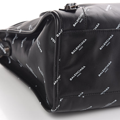 Balenciaga Veau Allover Logo Classic Hardware City Black White 8 of 10