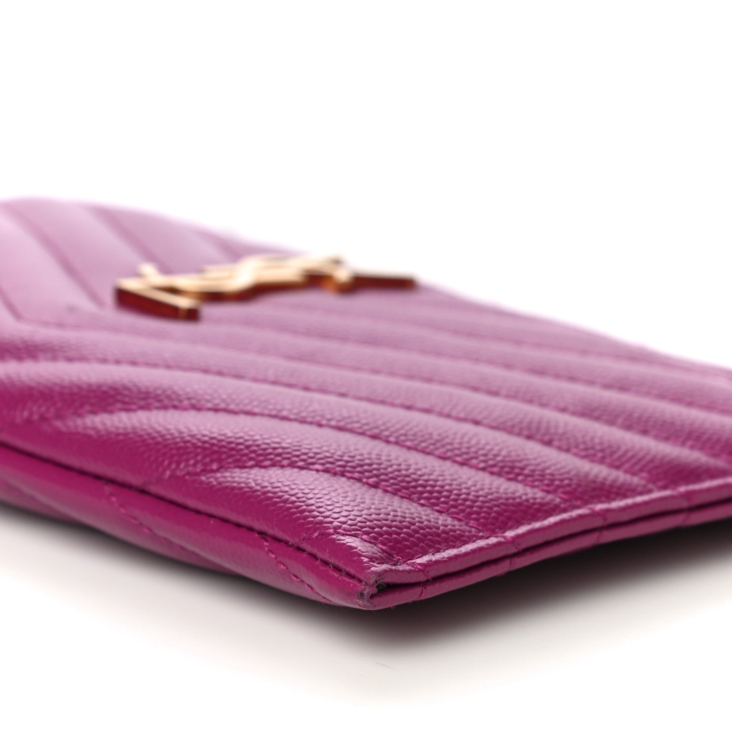 Saint Laurent Grain De Poudre Chevron Monogram Bill Pouch Dark Grape 10 of 11