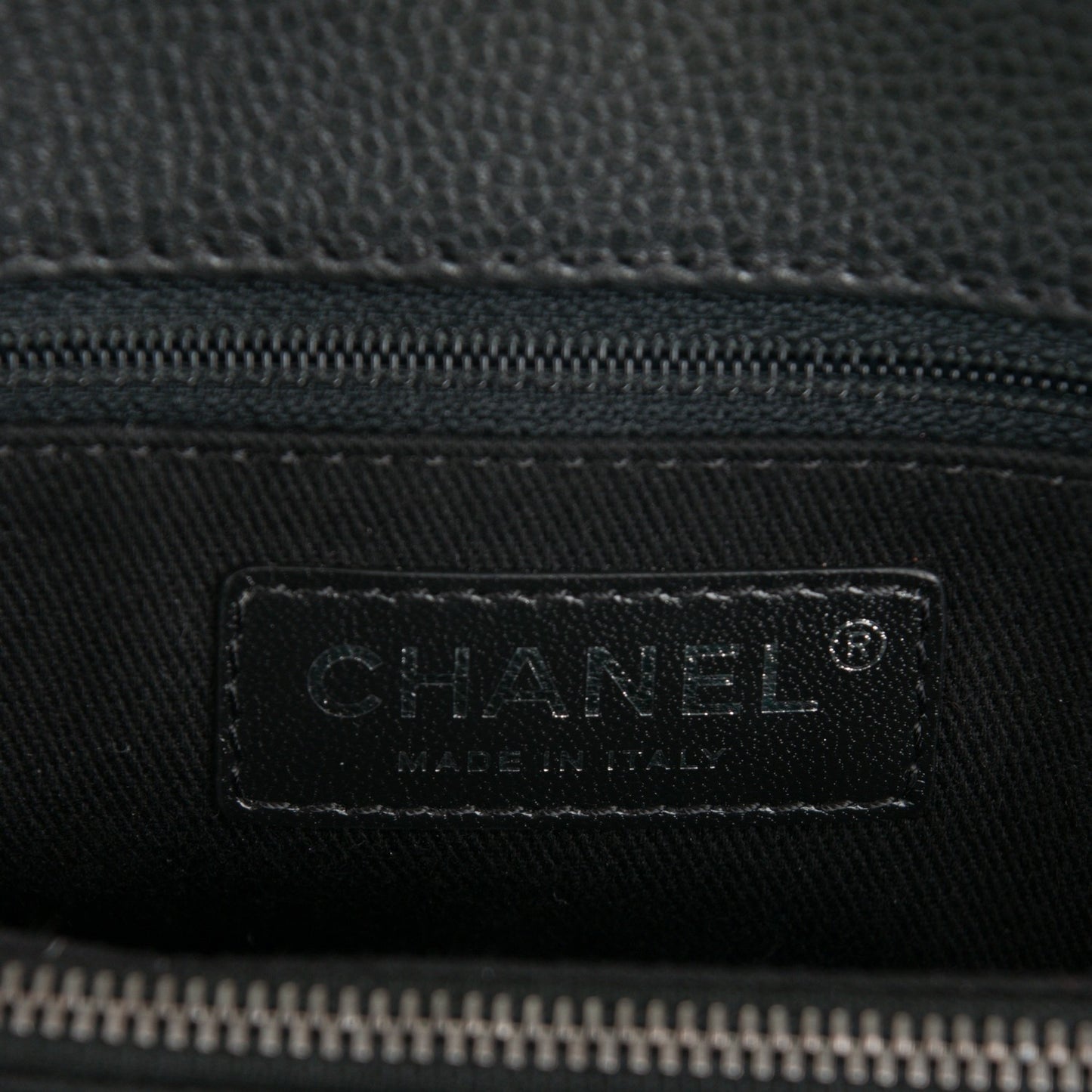 Grained Calfskin Large Shopping Tote Black