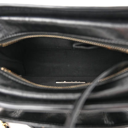 Chanel Calfskin Wool Felt Embossed Small Gabrielle Logo Hobo Black 5 of 10