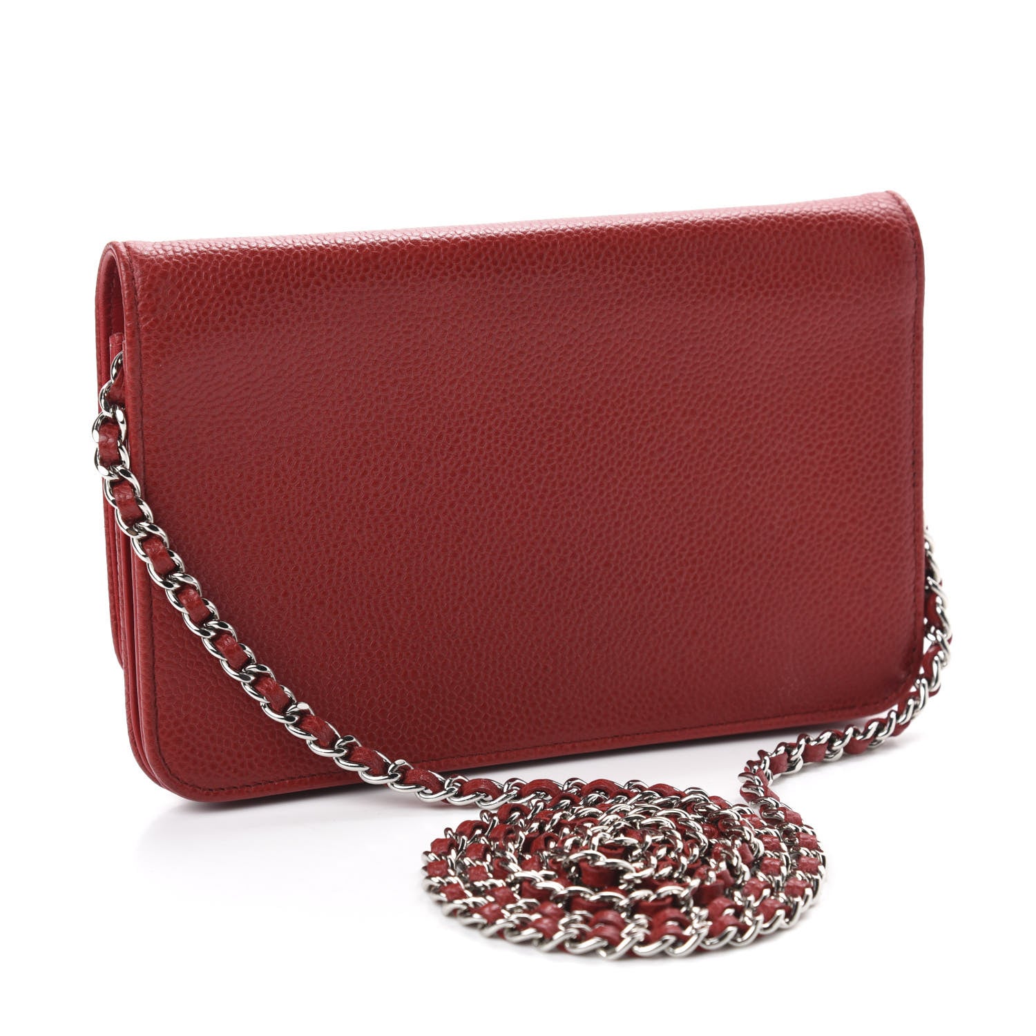 Chanel Caviar Timeless CC Wallet On Chain WOC Red 3 of 14
