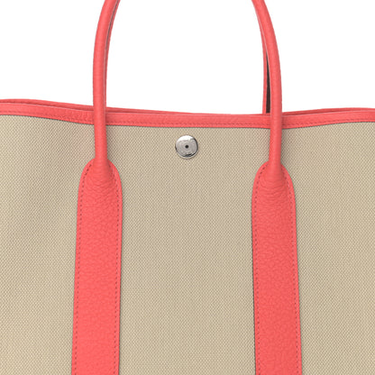 Hermes Toile Militaire Vache Country Garden Party 30 TPM Tote Beton Rose Texas 8 of 11