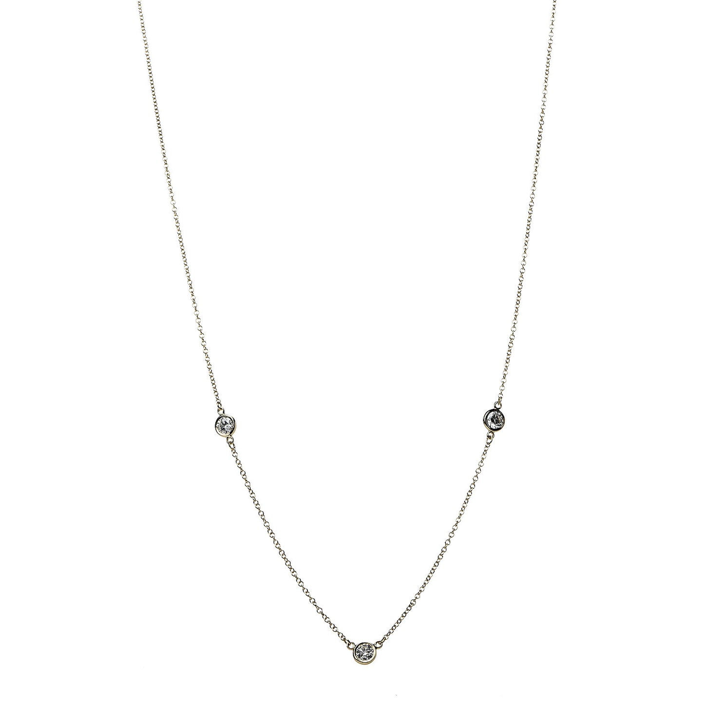 18K Yellow Gold 3 Station Diamonds by the Yard Necklace