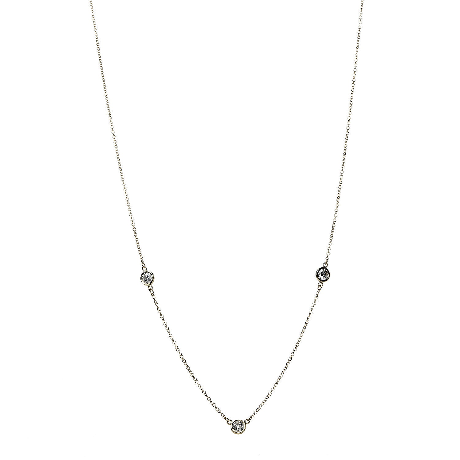 Tiffany 18K Yellow Gold 3 Station Diamonds by the Yard Necklace 1 of 6