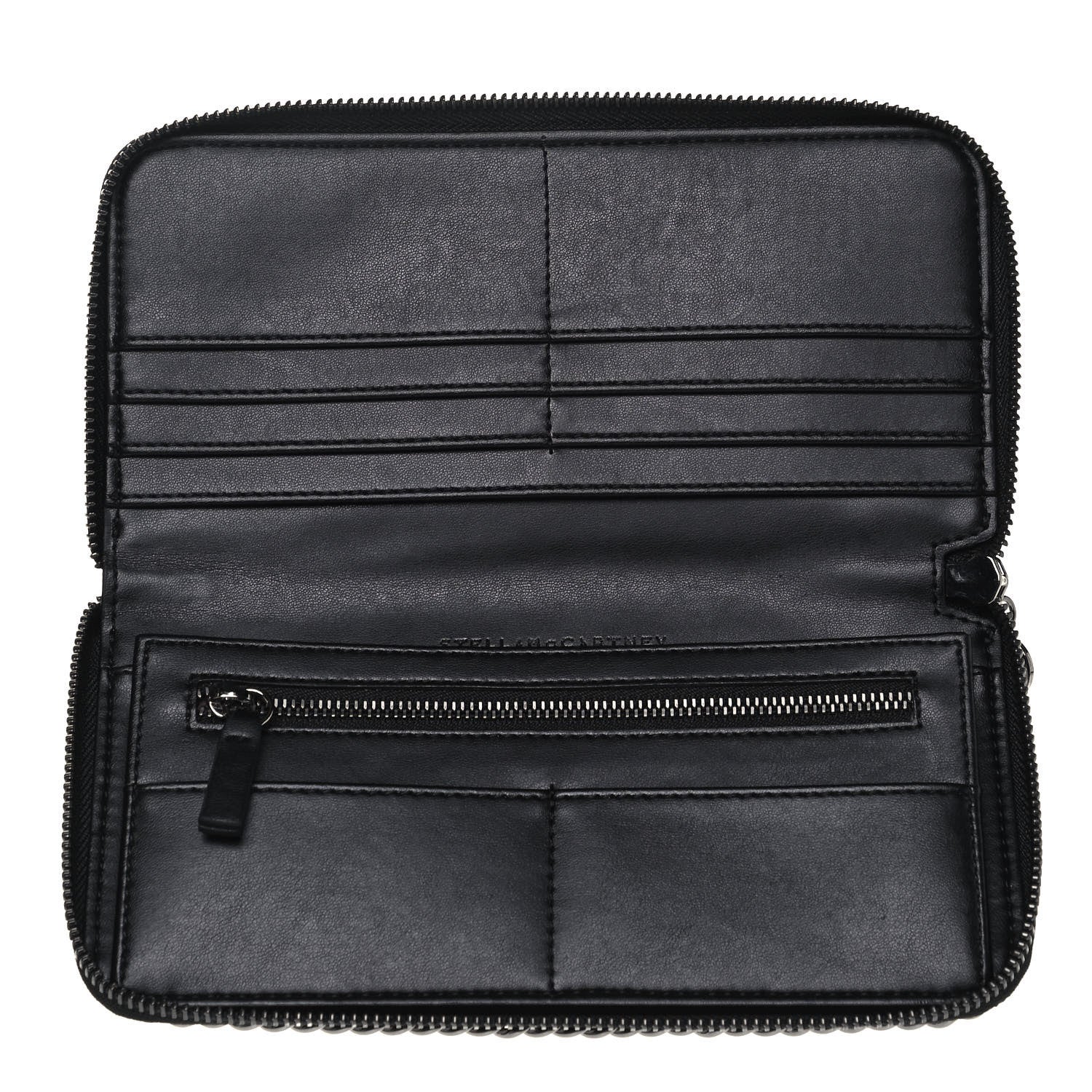 Stella McCartney Shaggy Deer Falabella Zip Around Wallet Black 5 of 7