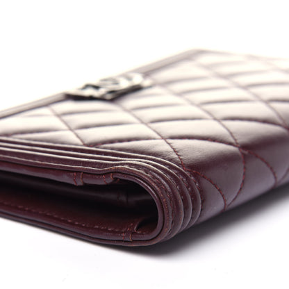Chanel Lambskin Quilted Boy Yen Wallet Dark Red 18 of 20