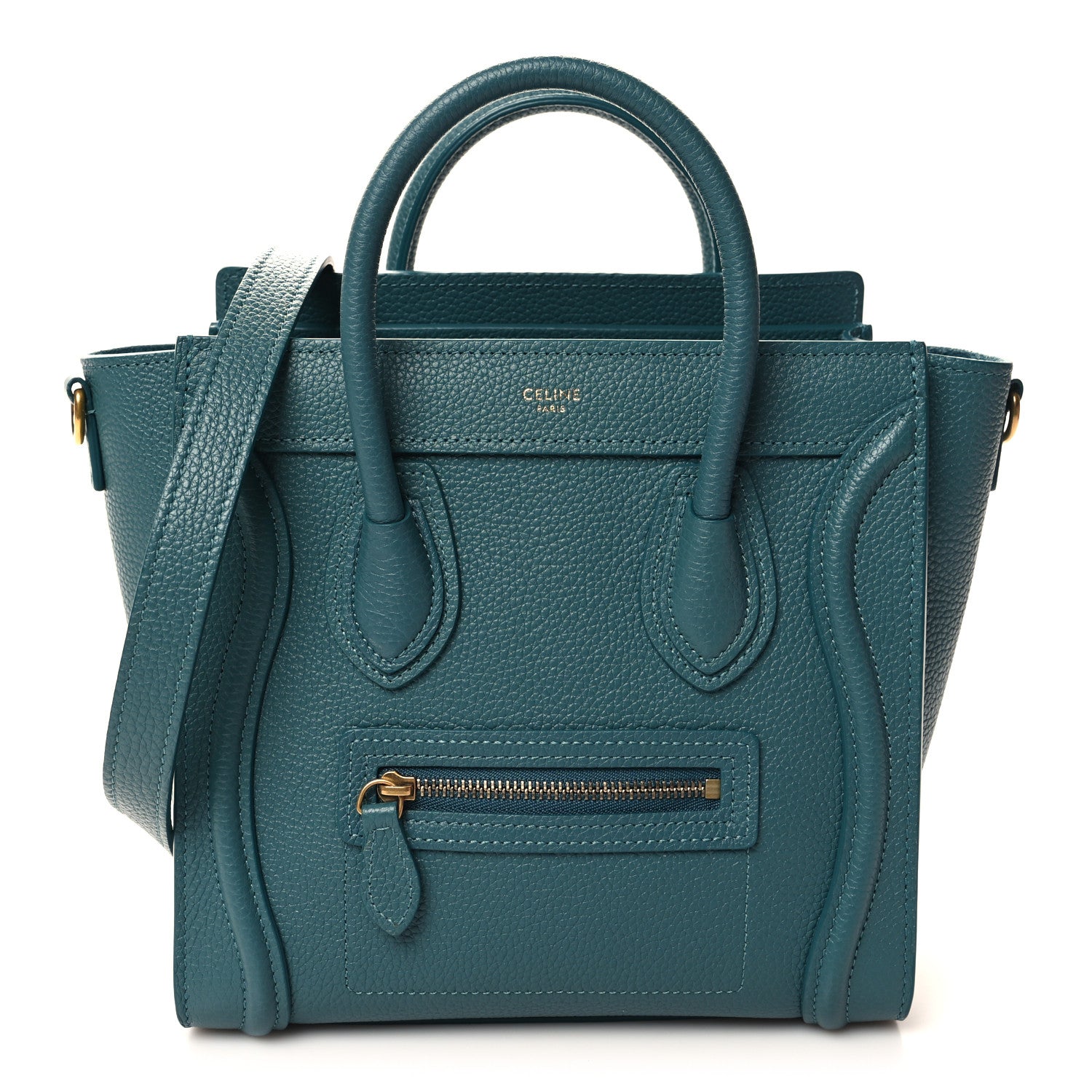 Celine Baby Drummed Calfskin Nano Prussian Blue 1 of 10