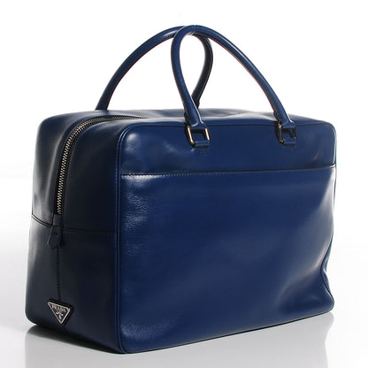 Prada Box Calfskin Travel Weekender Bag Bluette 3 of 9