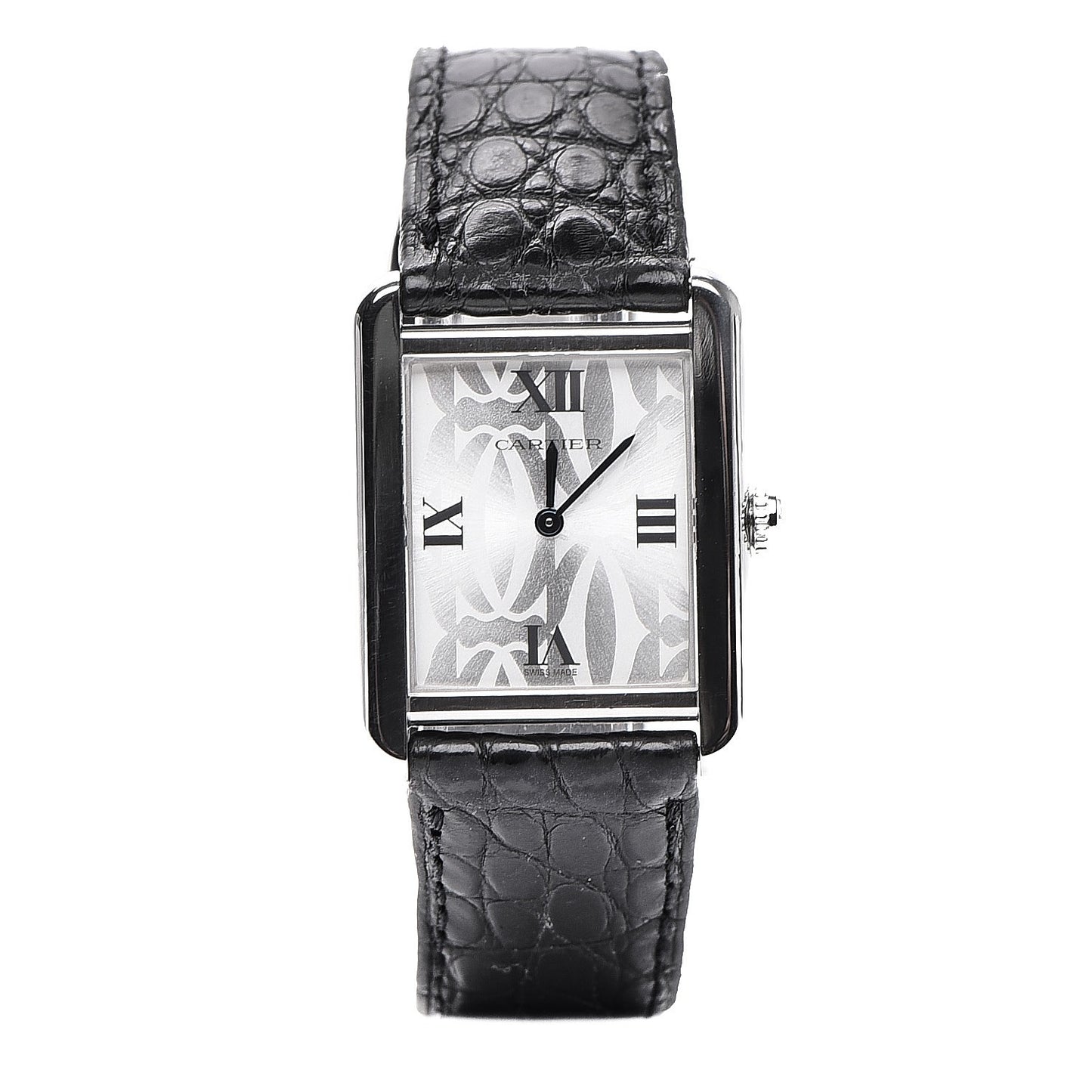 Stainless Steel Alligator 24mm Tank Solo Logo Quartz Watch