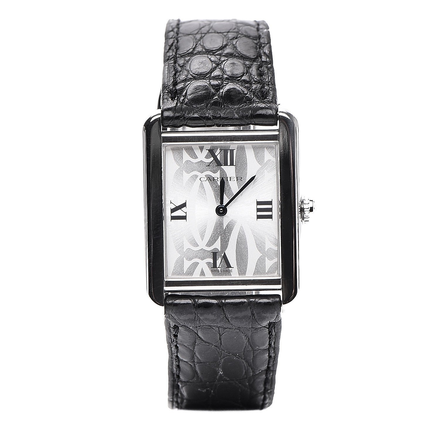 Cartier Stainless Steel Alligator 24mm Tank Solo Logo Quartz Watch 1 of 11