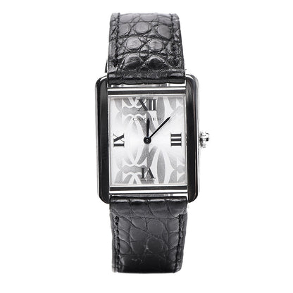 Cartier Stainless Steel Alligator 24mm Tank Solo Logo Quartz Watch 1 of 11