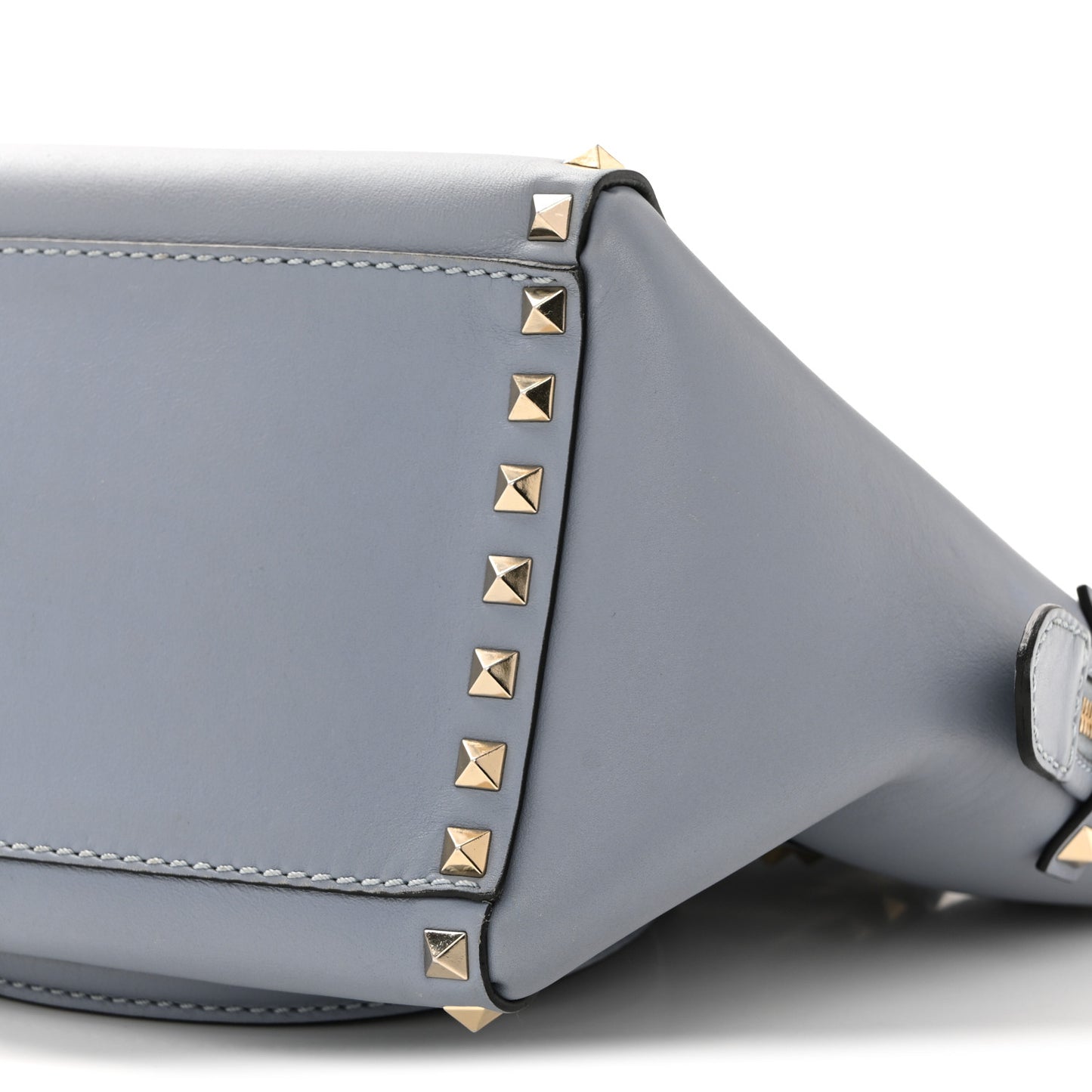 Vitello Rockstud Small Double Handle Tote Grey Blue