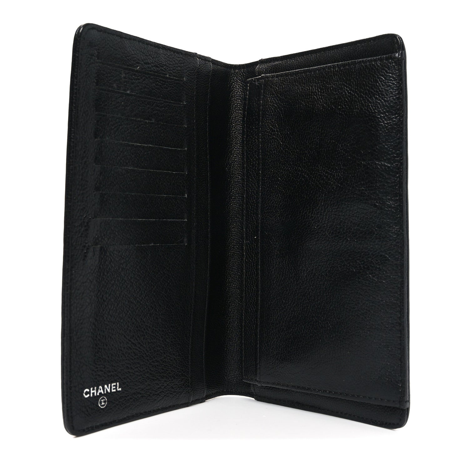 Metallic Calfskin Diamond Embossed Yen Wallet Grey