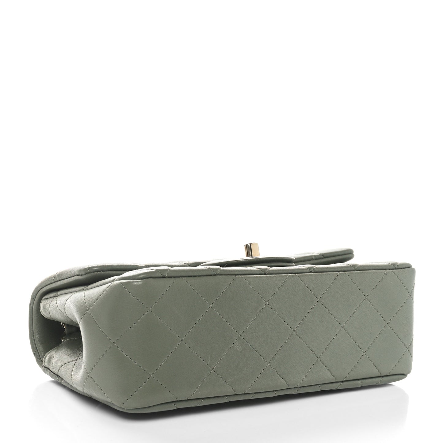 Lambskin Quilted Mini Rectangular Flap Green
