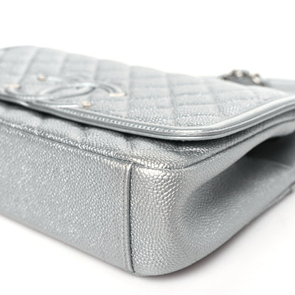 Chanel Metallic Caviar Quilted Medium CC Filigree Flap Silver 10 of 11