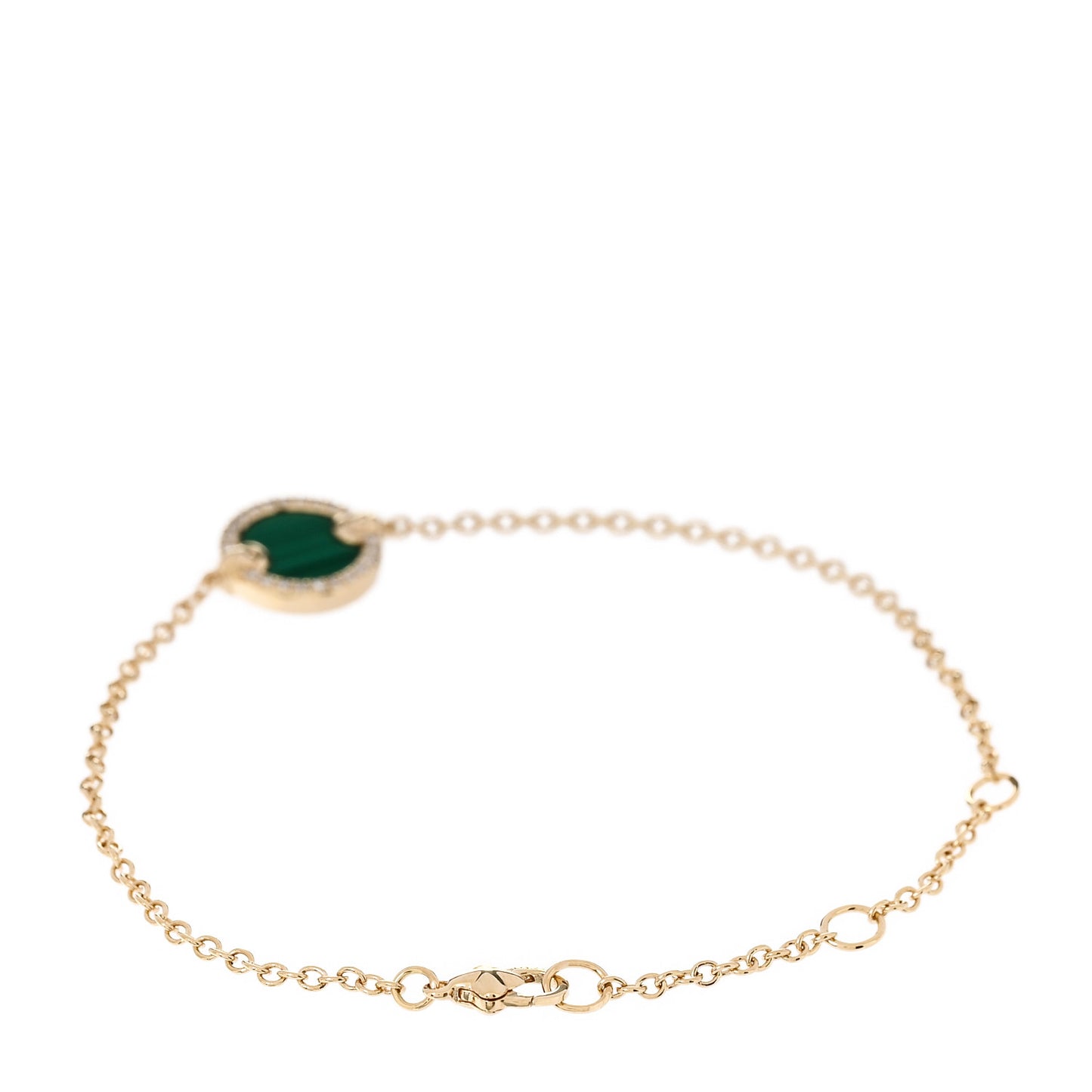 18K Yellow Gold Diamond Malachite Petite Elements Bracelet