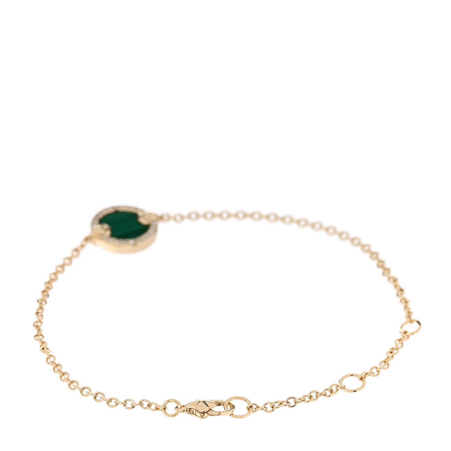 David Yurman 18K Yellow Gold Diamond Malachite Petite Elements Bracelet 3 of 5
