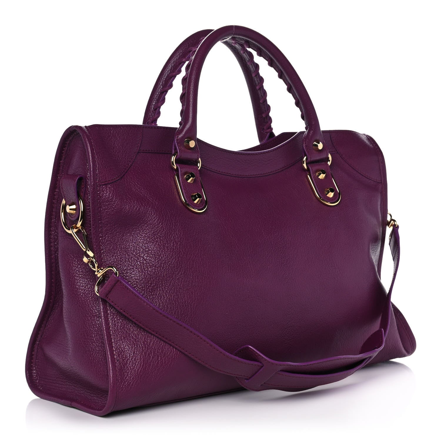 Balenciaga Chevre Gold Metallic Edge Hardware City Violet Prune 3 of 9