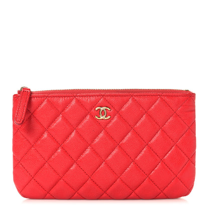 Chanel Shiny Caviar Quilted Cosmetic Case Red 1 of 8