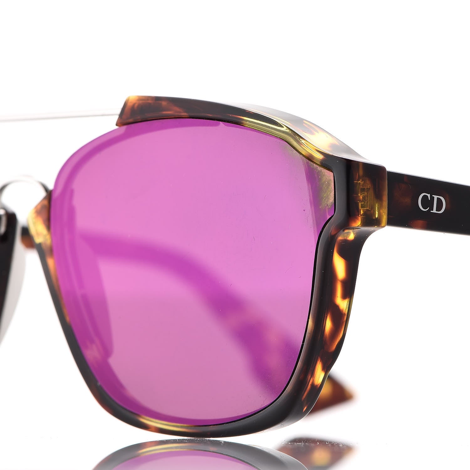 Christian Dior Square Mirrored Abstract Sunglasses Spotted Havana Purple 7 of 7