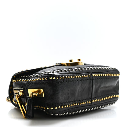 Prada Glace Calf Studded Pushlock Chain Shoulder Bag Black 4 of 8