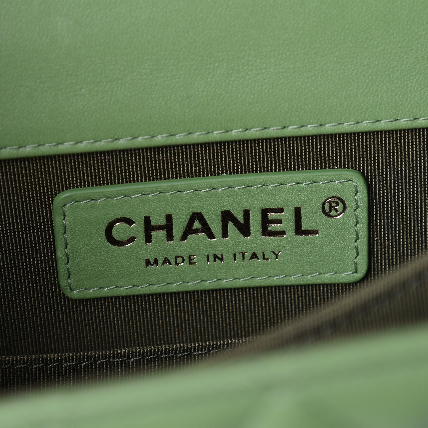 Calfskin Quilted North South Boy Flap Green