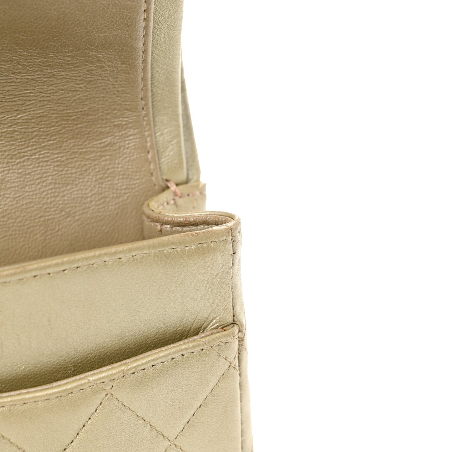 Metallic Lambskin Quilted Medium Double Flap Gold