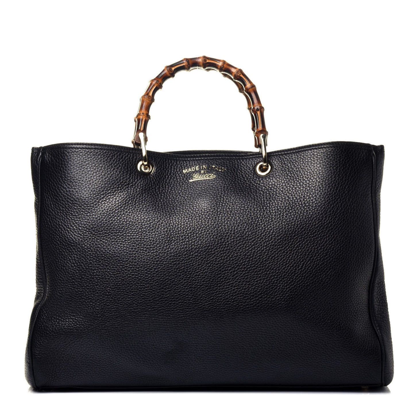 Calfskin Large Bamboo Shopper Tote Black