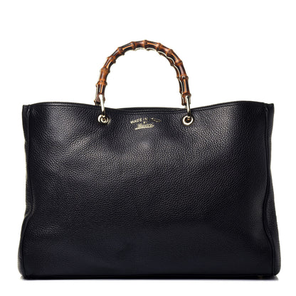 Gucci Calfskin Large Bamboo Shopper Tote Black 1 of 9