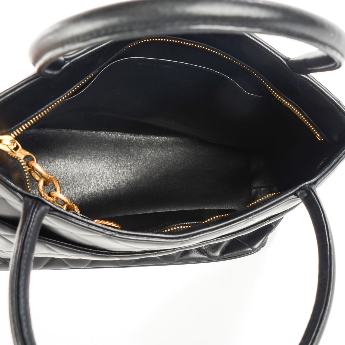 Lambskin Quilted Medallion Tote Black