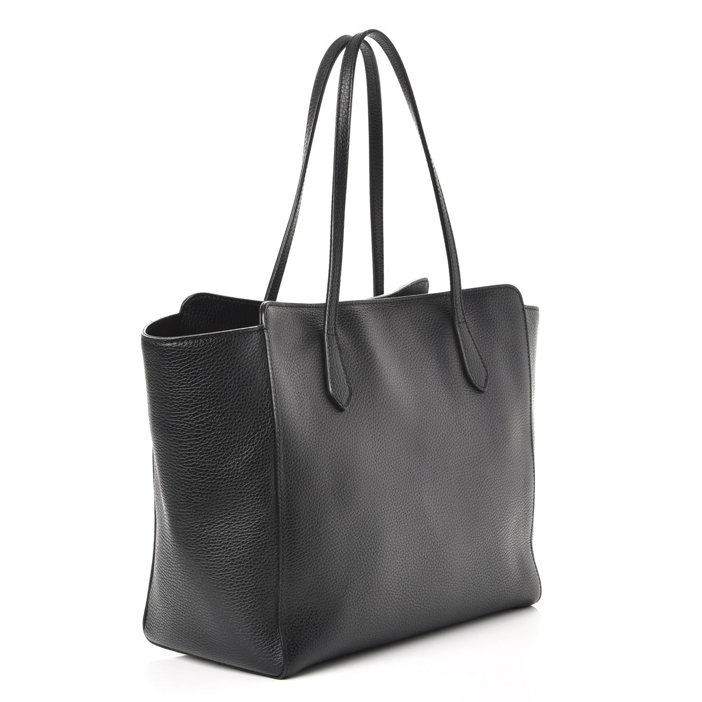 Pebbled Calfskin Medium Swing Tote Black