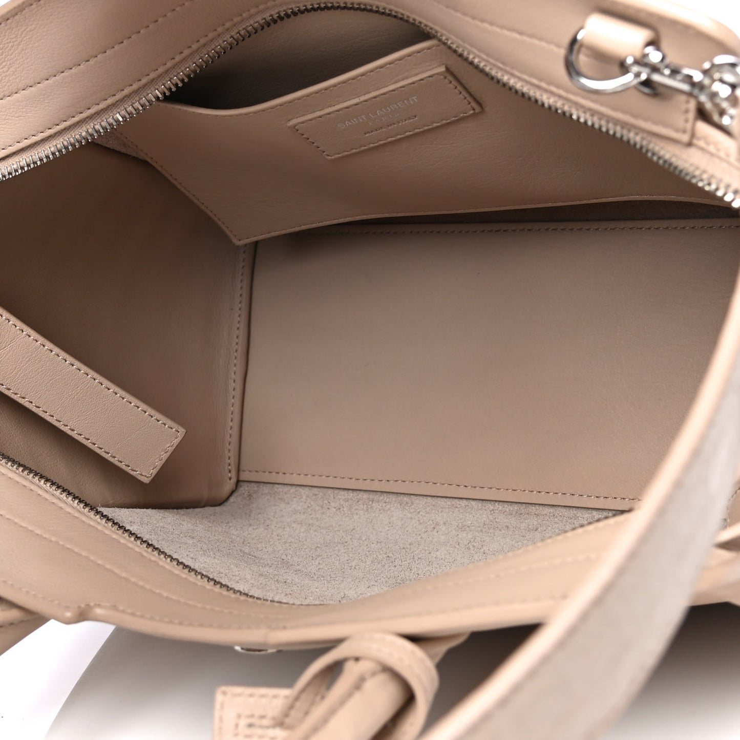 Calfskin Crocodile Embossed Baby Monogram Downtown Cabas Dark Beige
