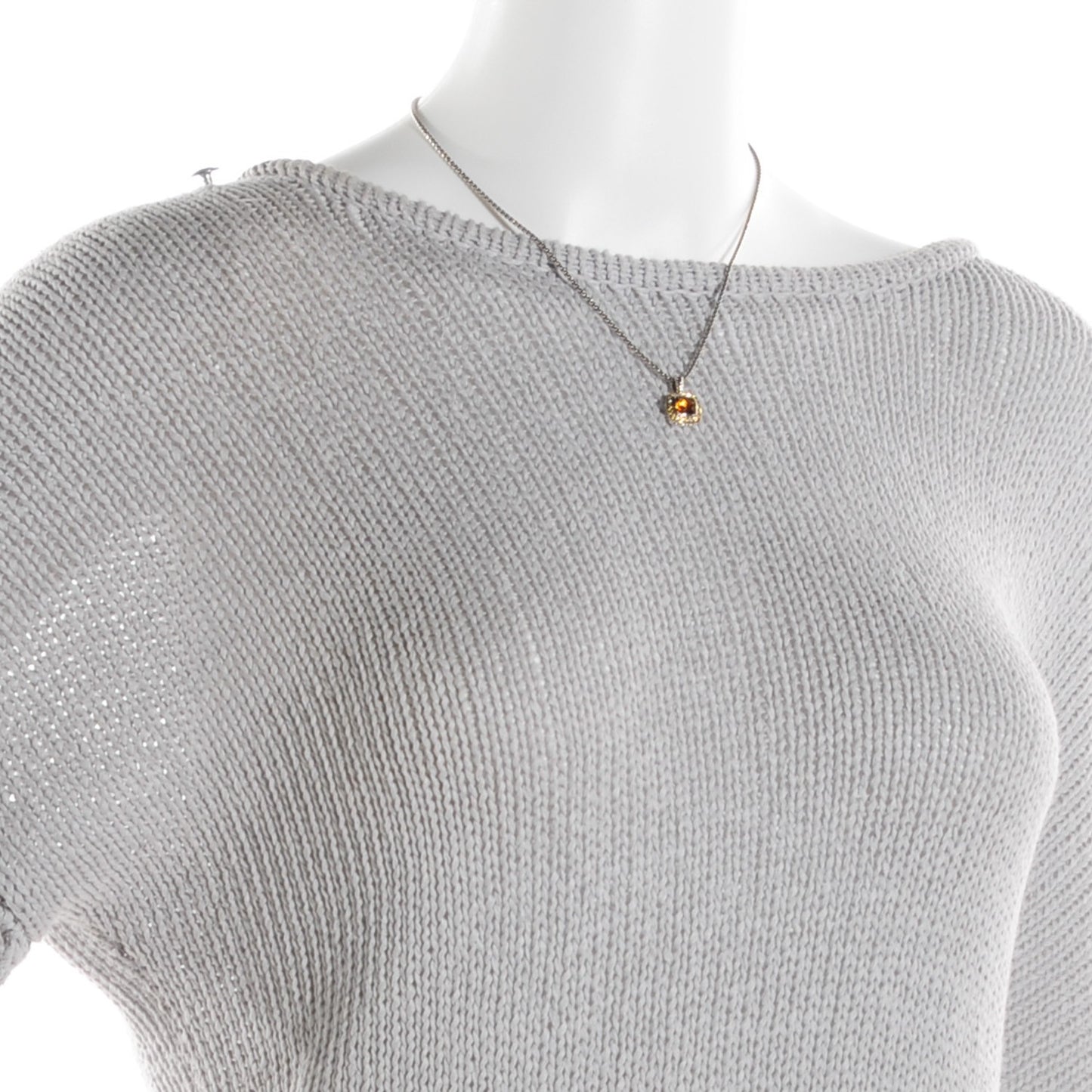 Sterling Silver Pave 18K Yellow Gold Citrine Yellow Sapphire 7mm Petite Albion Necklace