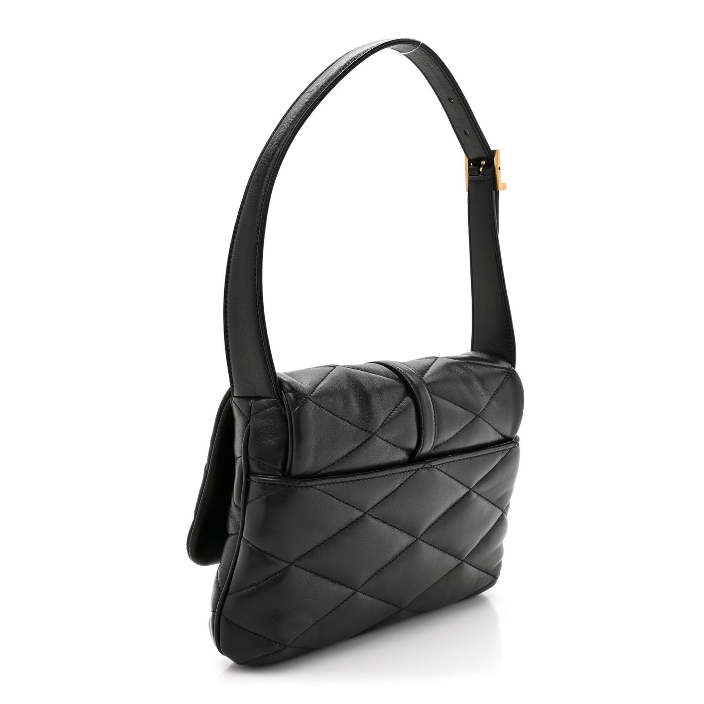 Lambskin Quilted Le 57 Diamond Shoulder Bag Black