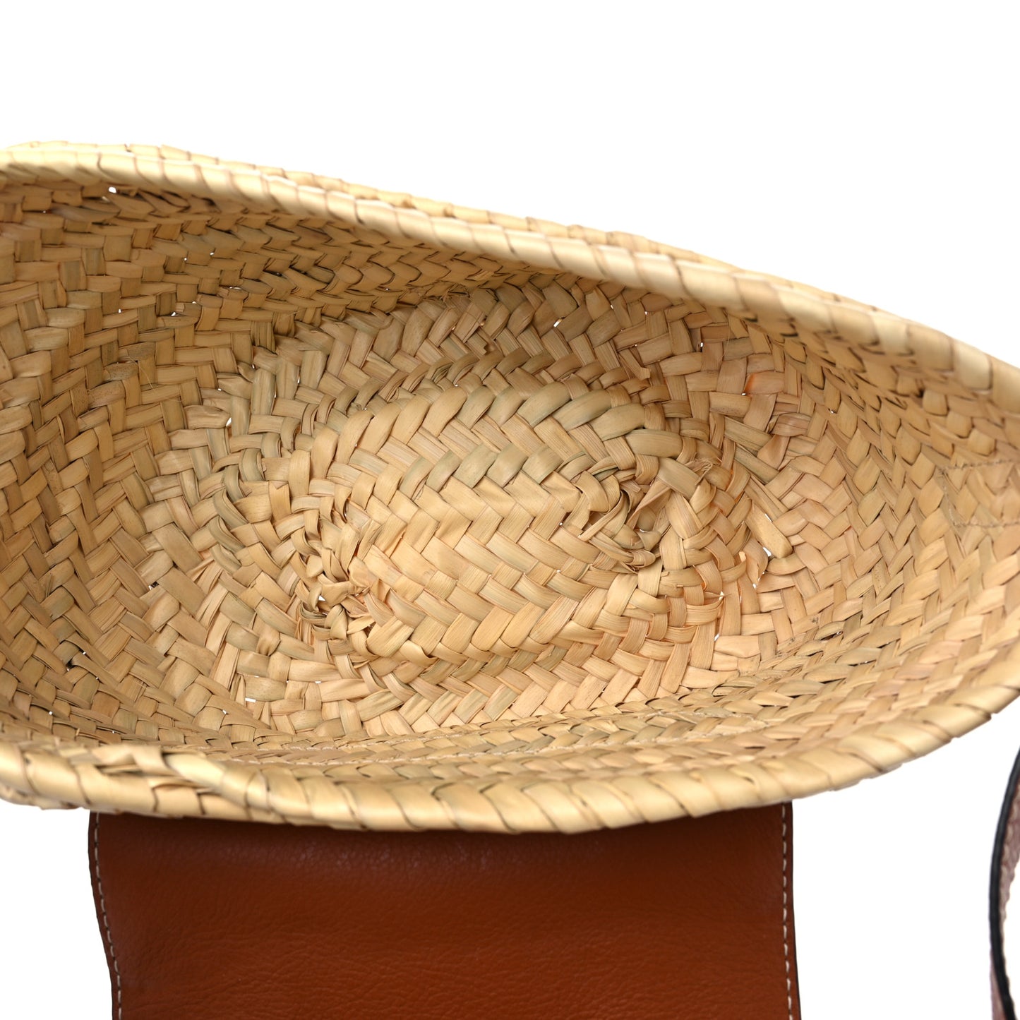 Raffia Small Grain Calfskin Medium Marcie Basket Tan