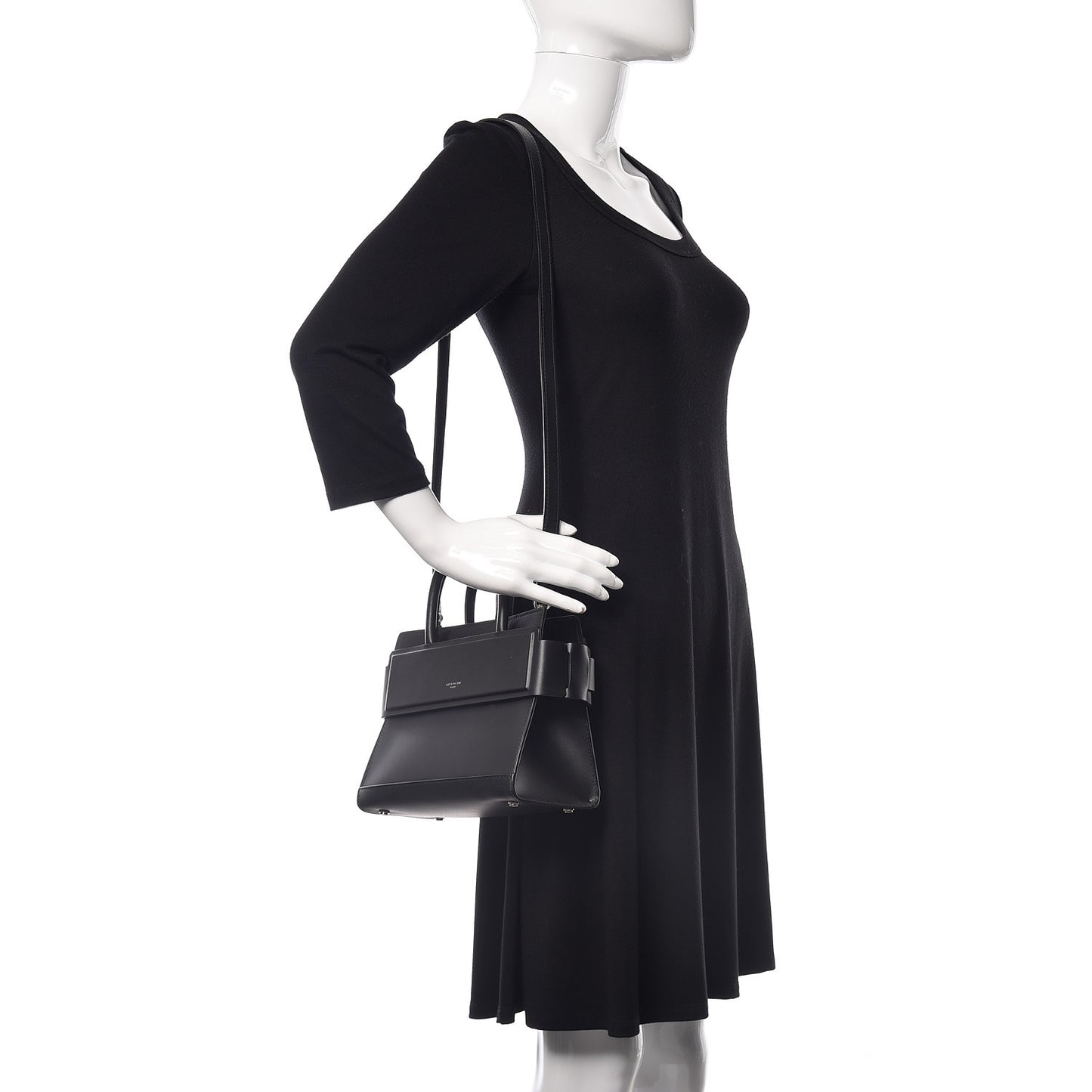 Smooth Calfskin Mini Horizon Satchel Black