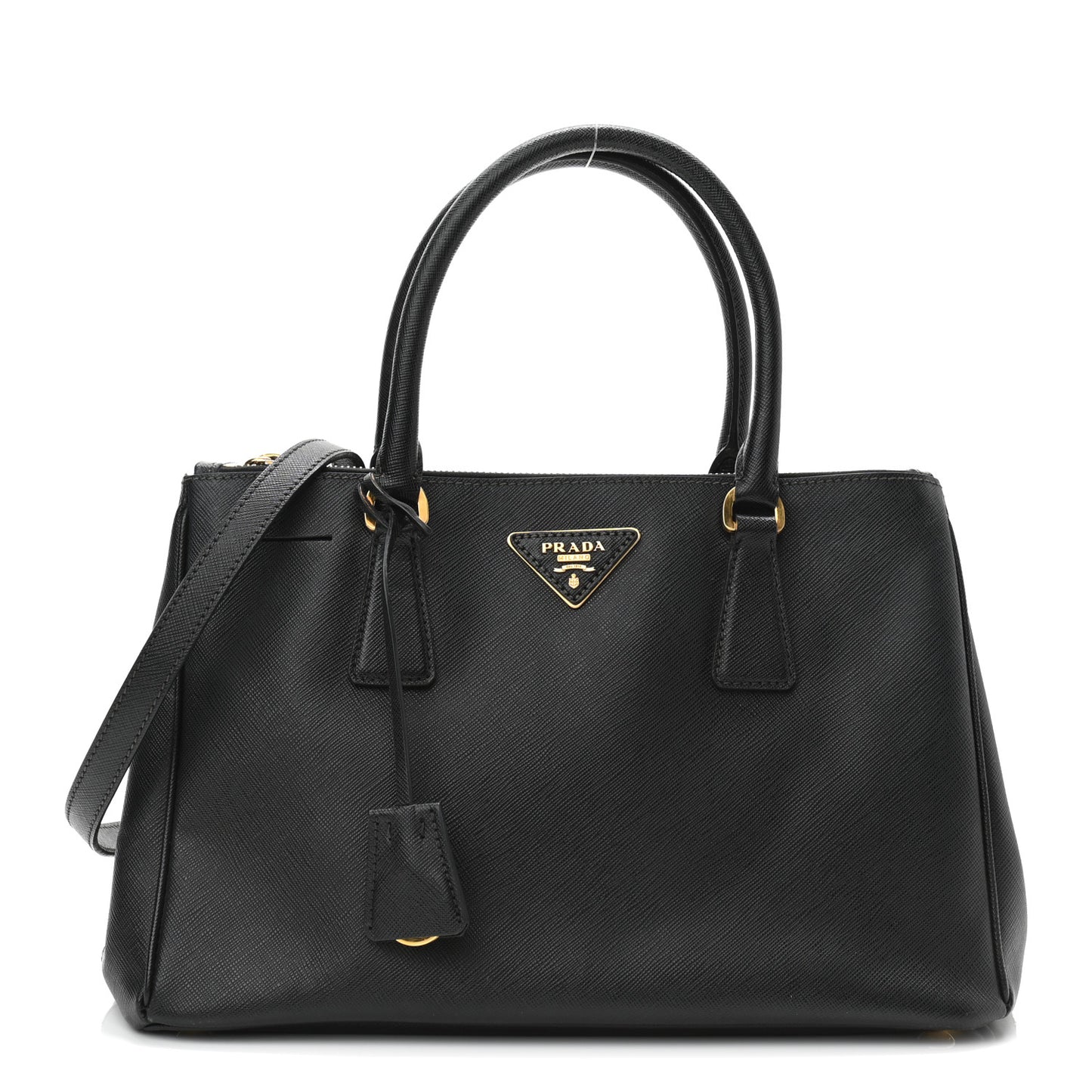 Saffiano Small Galleria Double Zip Tote Black