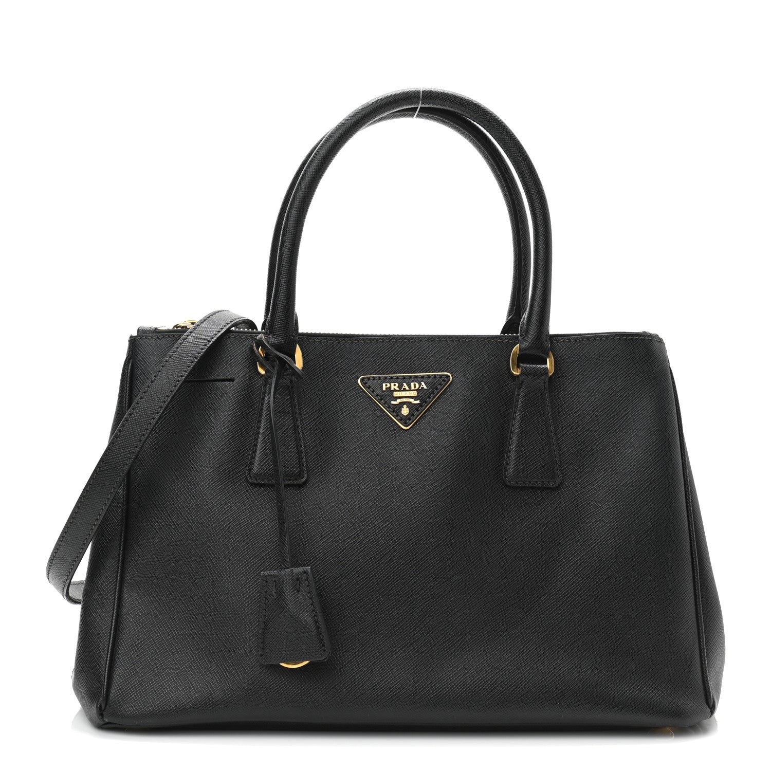 Prada Saffiano Small Galleria Double Zip Tote Black 1 of 11