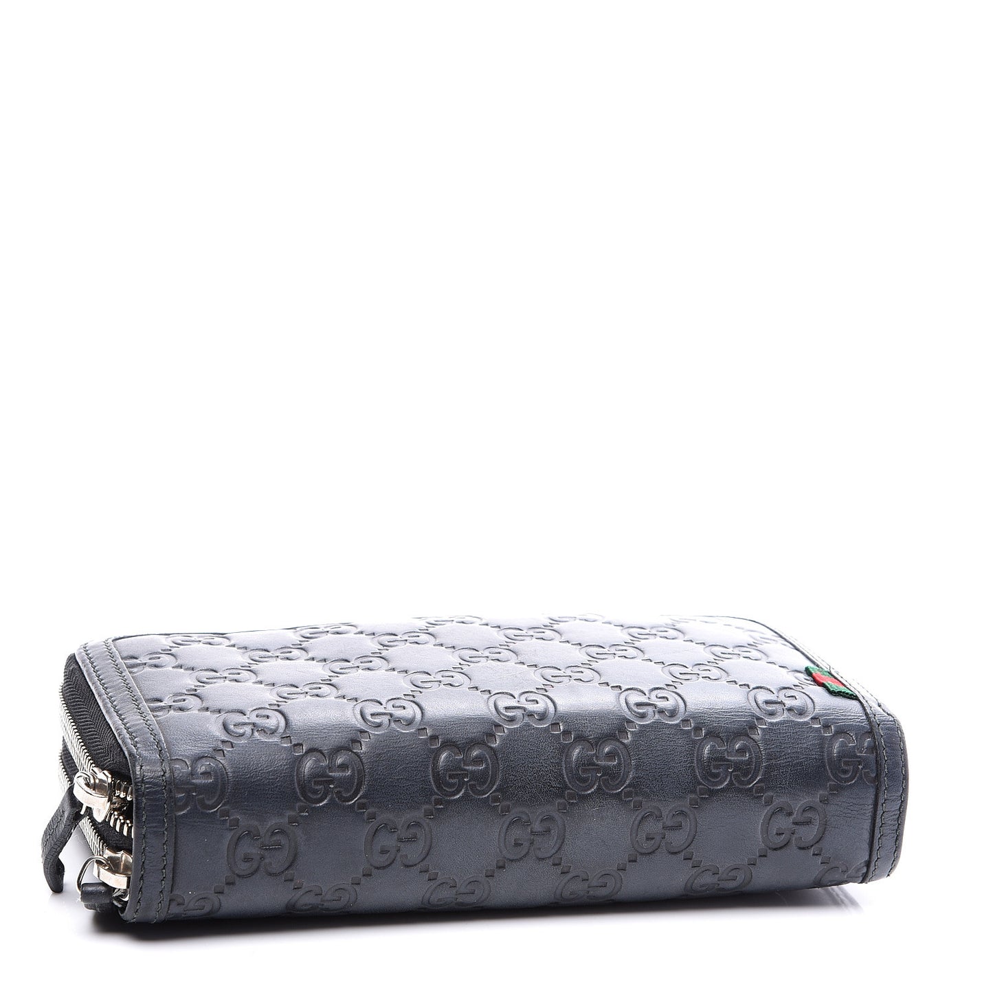 Guccissima Large Double Zip Around Wallet Black