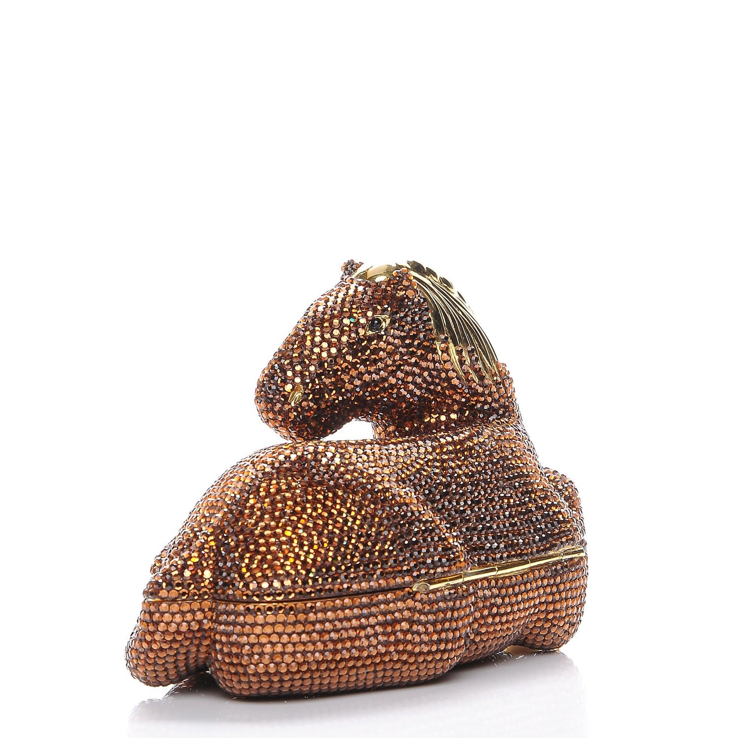 Crystal Horse Minaudiere Clutch Bronze Gold